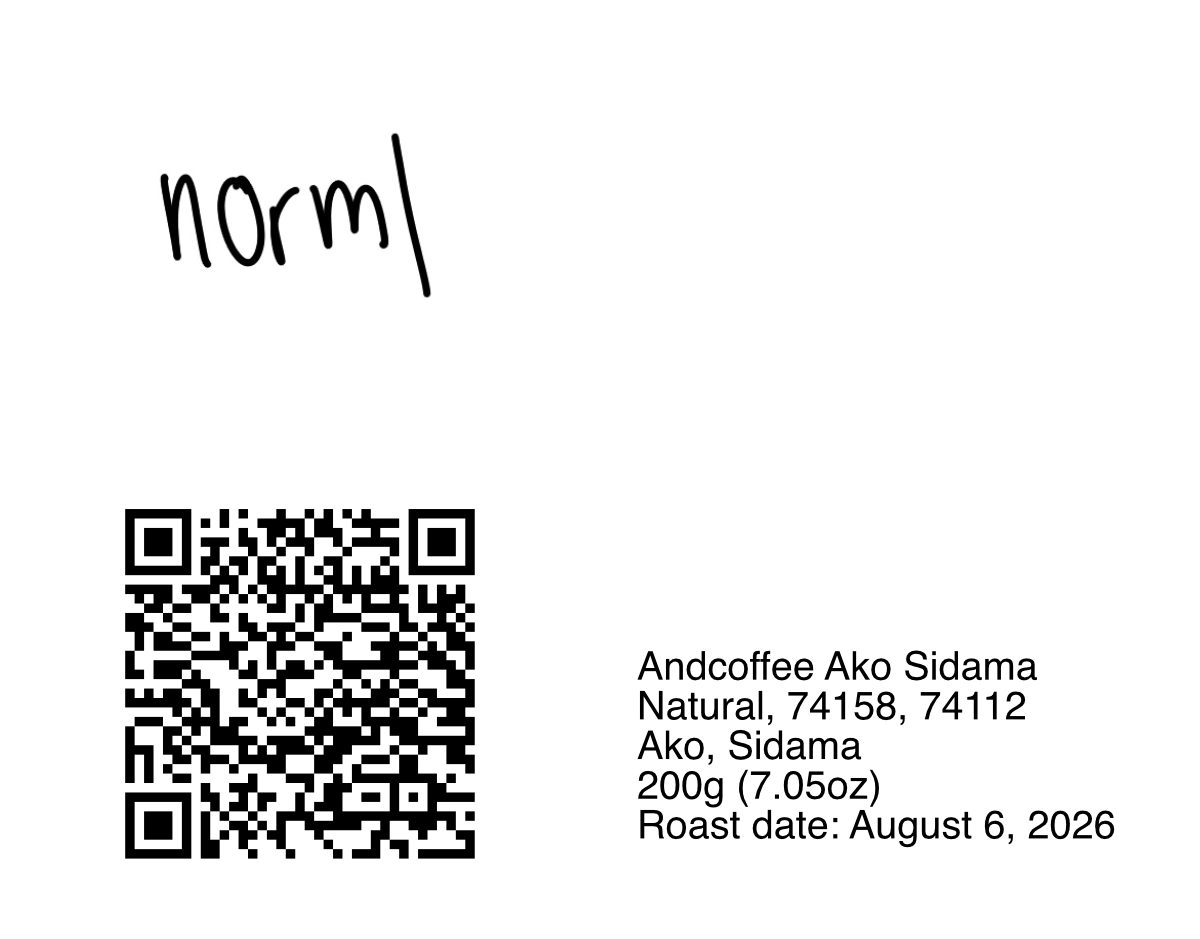 Andcoffee Ako, Sidama - Natural 74158, 74112 - 200g (7.05oz) - Roasted 08/06/2026