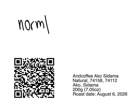Andcoffee Ako, Sidama - Natural 74158, 74112 - 200g (7.05oz) - Roasted 08/06/2026