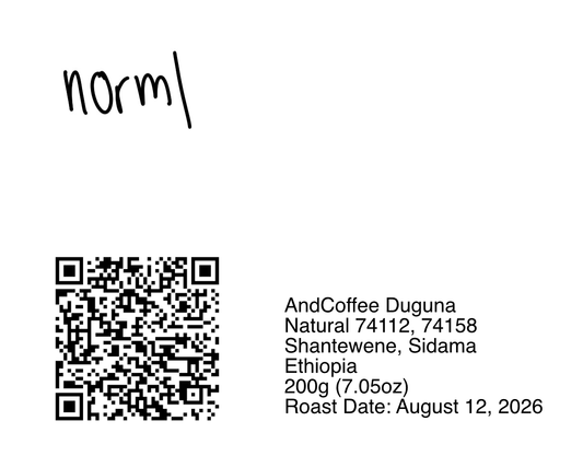 Andcoffee Duguna, Shantewene Natural 74112, 74158 - Natural 74158 - 200g (7.05oz) - Roasted 08/12/2026