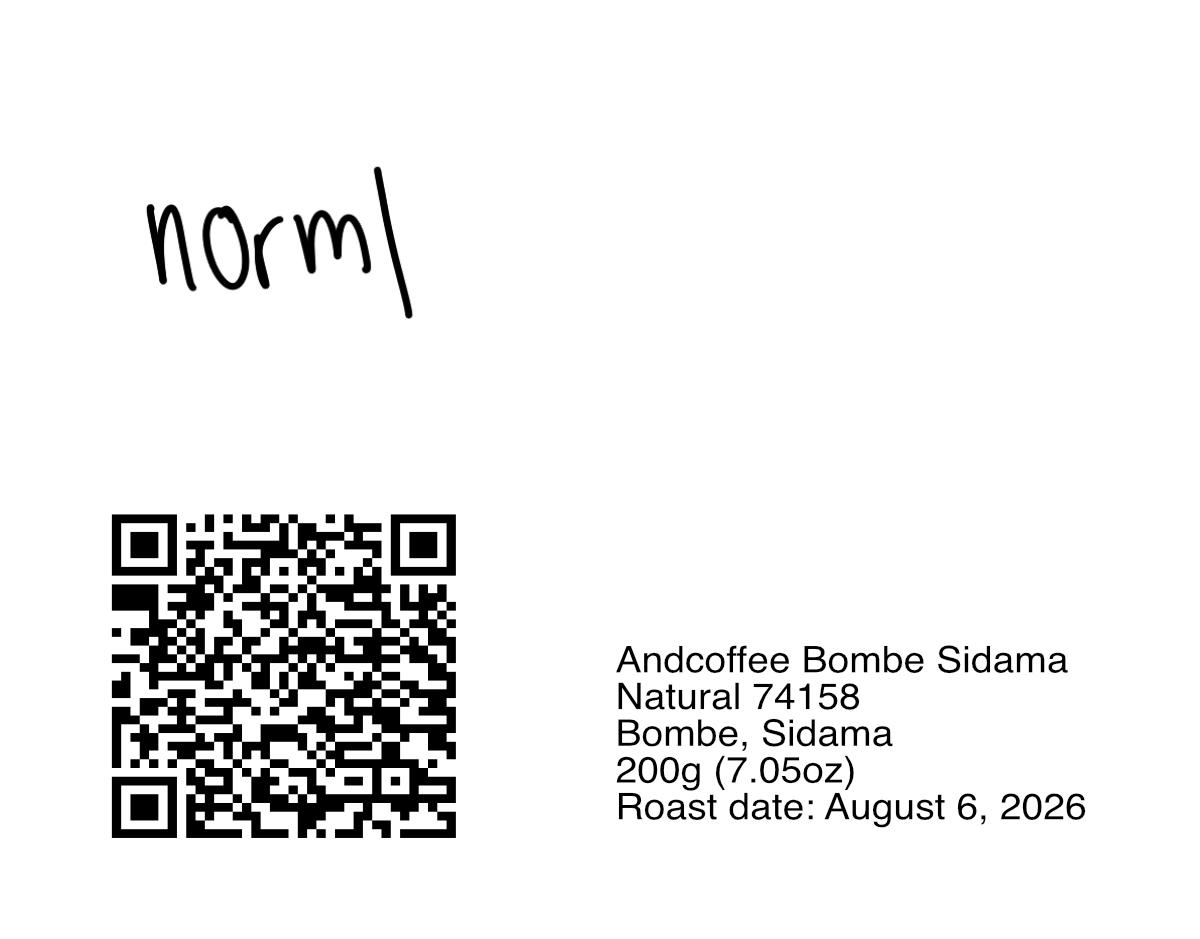 Andcoffee Bombe, Sidama - Natural 74158 - 200g (7.05oz) - Roasted 08/06/2026
