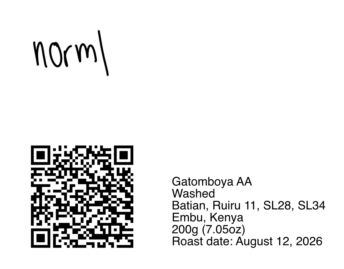 Gatomboya AA - Batian, SL28, SL34, Ruiru 11 - 200g (7.05oz) - Roasted 08/12/2026