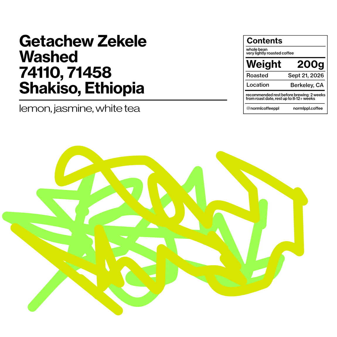 Getachew Zekele, Tero Farm, Washed G1 - 200g (7.05oz) - Roasted 09/21/2026