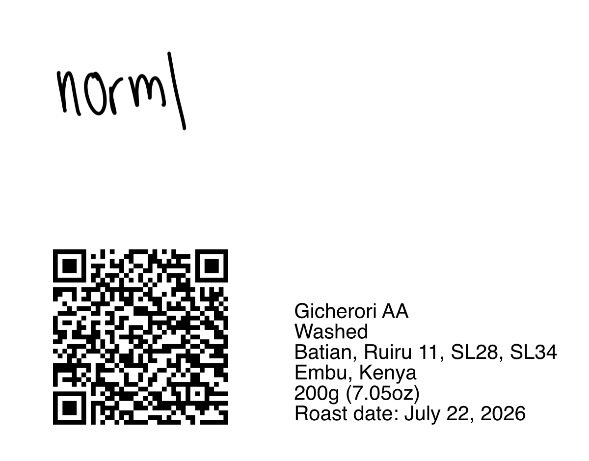 Gicherori AA - Batian, SL28, SL34, Ruiru 11 - 200g (7.05oz) - Roasted 07/22/2026
