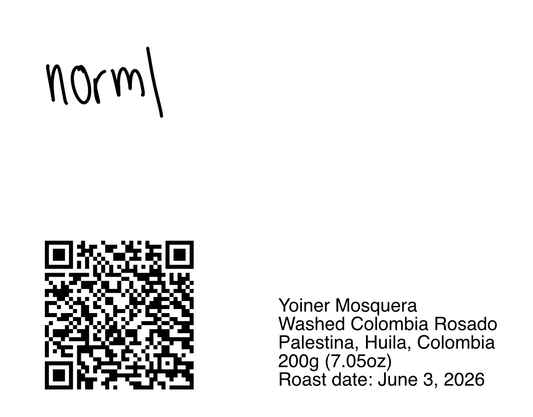 Yoiner Mosquera Washed Rosado - 200g (7.05oz) - Roasted 06/03/2026