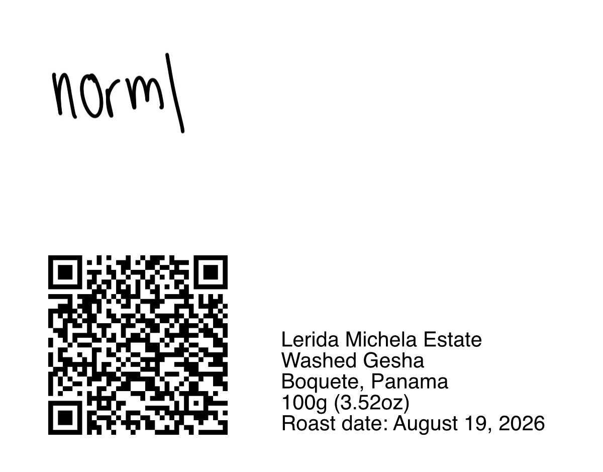 Lerida (Michela Estate) - Washed Gesha - 100g (3.52oz) - Roasted 08/19/2026