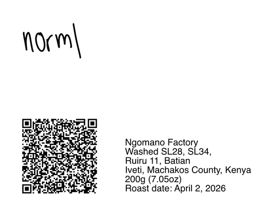 Ngomano Factory Washed SL28, SL34, Ruiru 11, Batian - 200g (7.05oz) - Roasted 04/01/2026